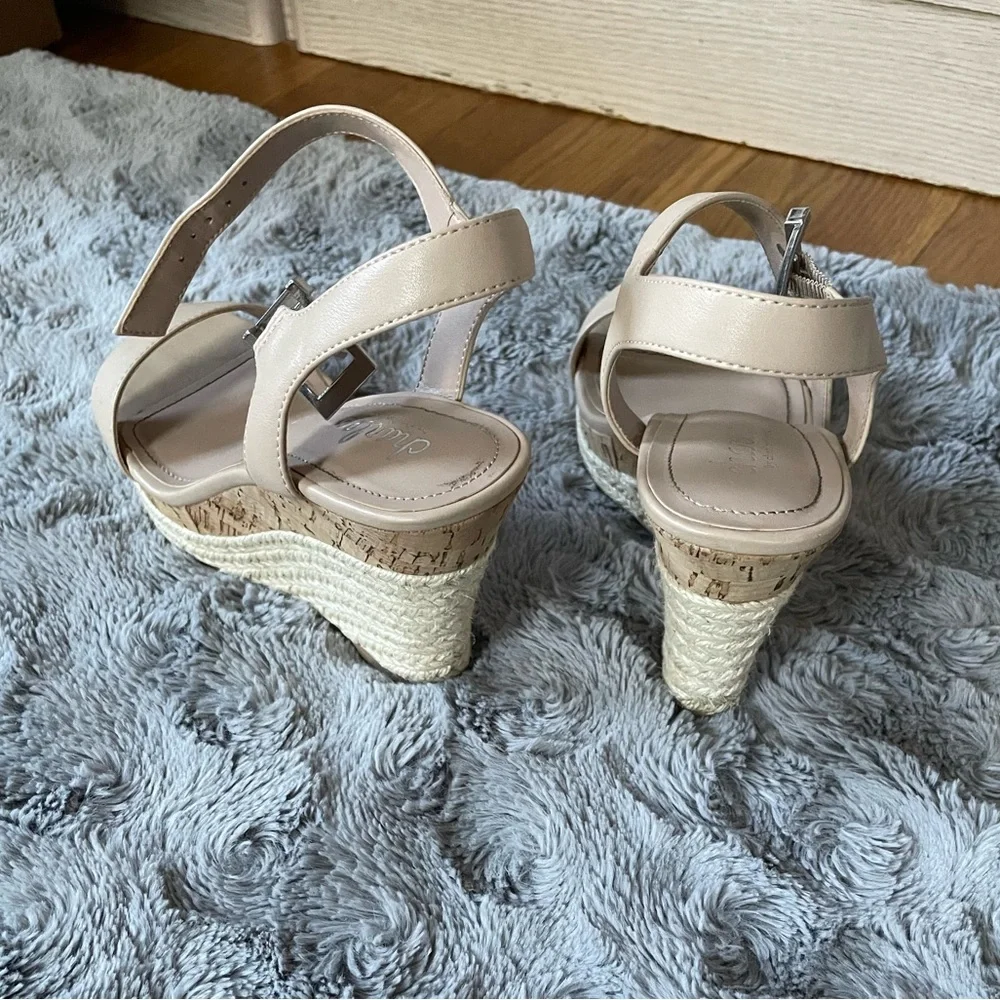 Charles By Charles David Light Beige Espadrille Wedge Sandals